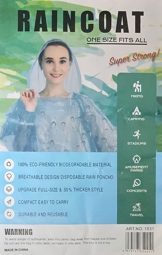 Waterproof rain poncho adult - rain,
