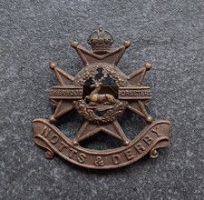 Genuine Notts & Derby Regiment Officers Bronze Cap Badge