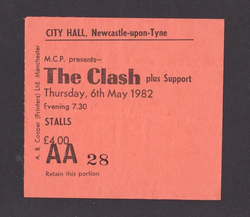 Clash ticket may 1982 - ticket,