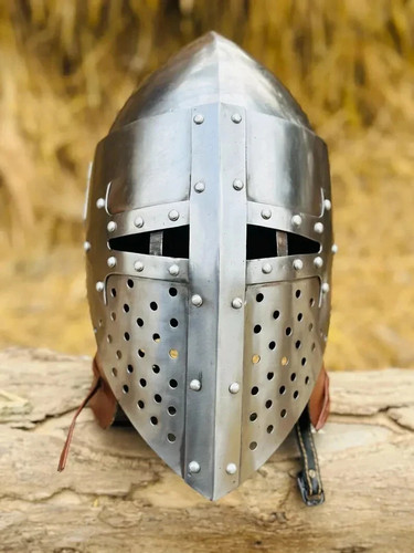 Medieval bascinet helmet - helmet, steel