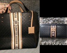 River Island Black & Tan Webbing Bag With Purse. short or Long Strap.New Season