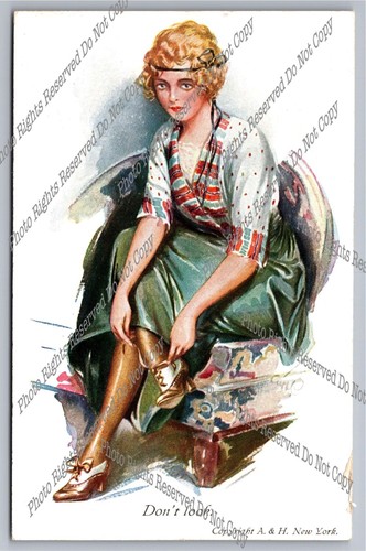 Vintage antique postcard - or,