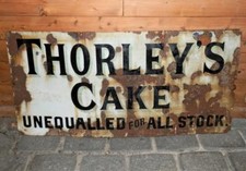 Antique Original 1930's  Rare THORLEY'S CAKE Enamel Sign