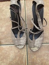 Ladies Gold  Marks And Spencer Strappy Court Shoe Size 6 Worn Once Mark On Back