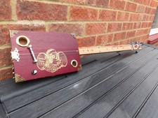 3 STRING HOMEMADE FRETTED ACOUSTIC/ELECTRIC CIGAR BOX GUITAR