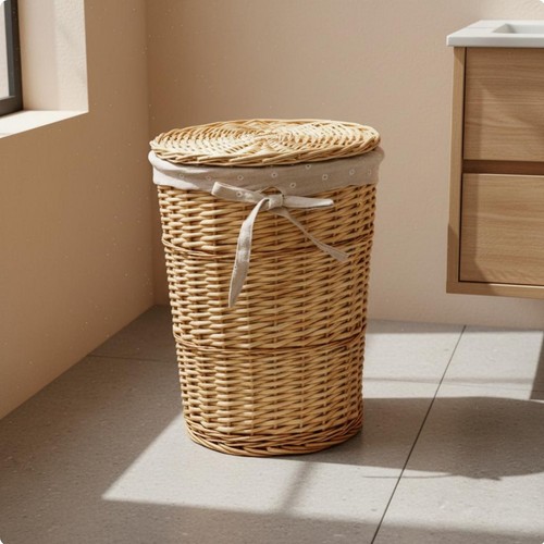 Round woven hamper - round,