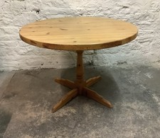 PINE WOOD ROUND PEDESTAL KITCHEN DINING TABLE