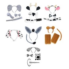 Cow/Dog/Lion Costume Set Ears Nose Tail Bowtie Gloves Animal Fancy-Costume Kit