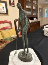 Golfer Statue Brass Metal
