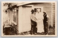 RPPC Two Men With Priest Wearing Biretta Hat Real Photo Postcard U21