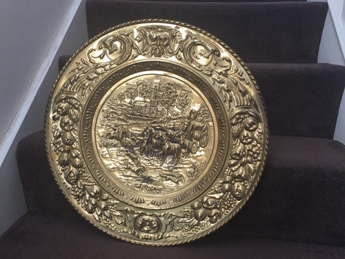 Vintage embossed brass - , wall