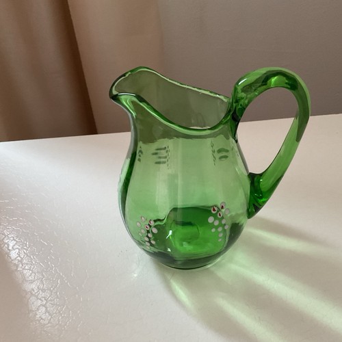 Green vintage glass milk - glass, jug