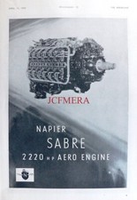 NAPIER 2220hp Aero Engine ADVERT #1 Original Vintage WW2 Print Ad 675/76