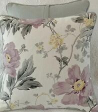 16" Laura Ashley Peony Garden Amethyst Fabric Cushion Cover Piped