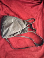 Jobis Grey/Blue Leather Backpack Shoulder Bag Zip Up Handle