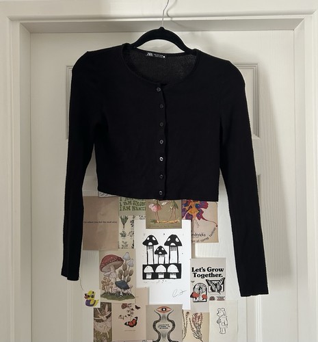 Black knit cropped - black, long