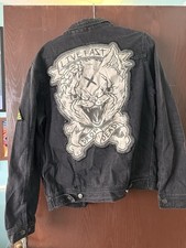 Original Drop Dead Live Fast Kitty Brainz Denim Jacket Guys Size S (2008)