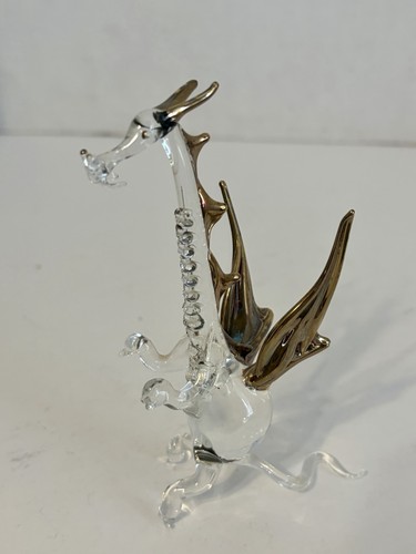 Glass dragon gold wings eyes - glass,