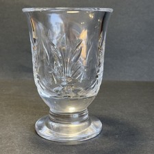 Stuart Crystal Fleur de Lys Hurricane Lamp Candle Holder Clear Cut Glass Signed