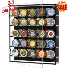 Military Challenge Coin Pin Medal Display Case Cabinet Wall Mount For 40mm Dia.