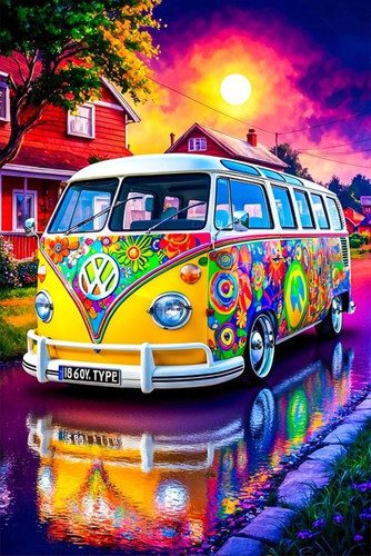 Hippie van peace love - van,