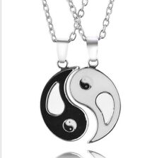 Silver Broken Heart Best Friend 2 Pieces Taiji Yin Yang Friendship Necklace Gift