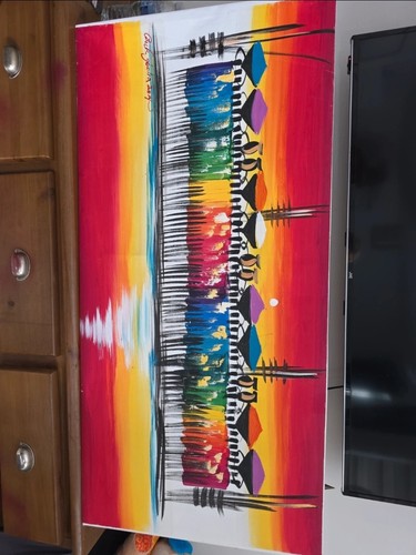 Vibrant african sunset - african, canvas