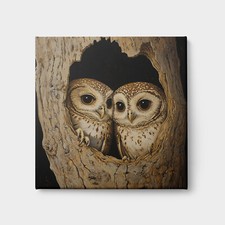 Two Owl Birds Peeking Out Of