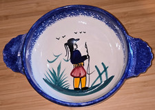 Henriot Quimper Pottery Breton France Two Handled Lug Bowl name Jacqueline