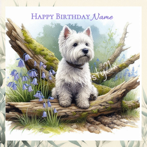 Personalised westie greeting - westie,