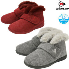 LADIES SLIPPERS WOMEN DUNLOP MEMORY FOAM FUR THERMAL ANKLE BOOTS WARM SHOES SIZE