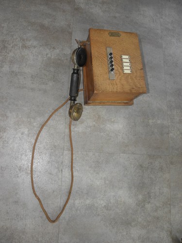 Antique phone wall wooden - phone,