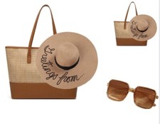 Womens Straw  Bag Ladies Summer Beach Handbag Woven Rattan Tote Hat Sunglasses