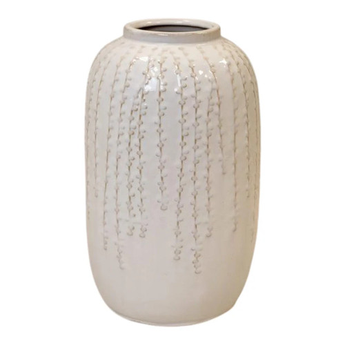 Large cream ceramic ribbed - large,