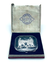 Genuine Mid 20th Century World War II Era Burmese Sterling Silver Niello Compact