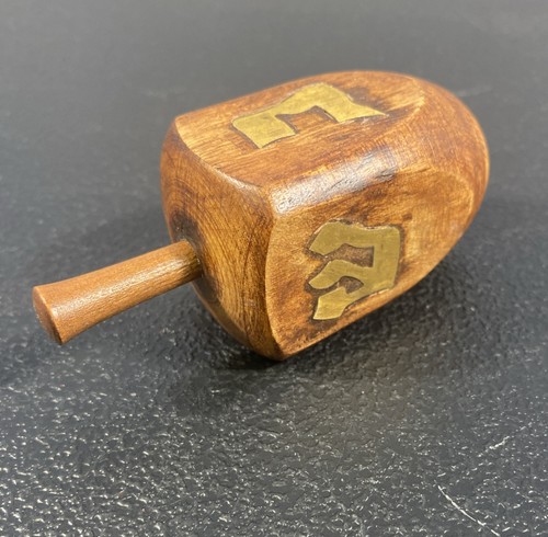 Vintage wood dreidel inlaid - vintage,