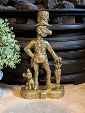 Antique 11" Tall Brass Decorative Door Stop Ally Sloper And His Dog