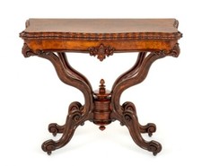 Period Victorian Card Table Walnut Games 1860