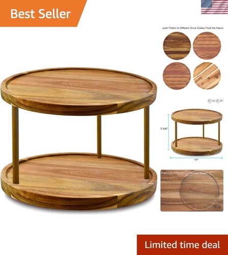Two tier acacia wood lazy - 12",