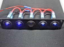 Caravan Camper Motorhome 5 gang 12v Blue LED Rocker switch panel