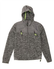 SUPERDRY Mens Zip Hoodie Sweater UK 6 XS Grey Flecked GM10