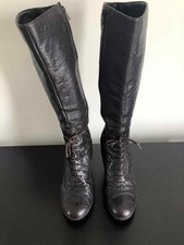 Clarks UK38 5, Chocolate brown, soft leather, lace front, high heel, long boots