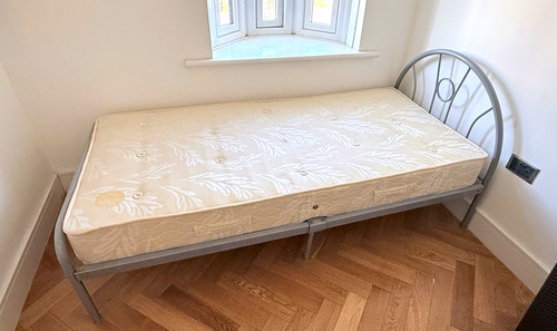 Grey metal single - bed, frame