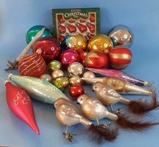 Job Lot Vintage Glass Christmas Baubles, various shapes, colours and designs ...
