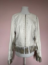 Vintage white real leather