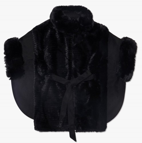 Black faux fur cape one - fur,