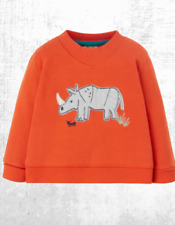 Frugi Boy's Sweatshirt Cotton Long Sleeve Rhino Easy on Orange Rhino