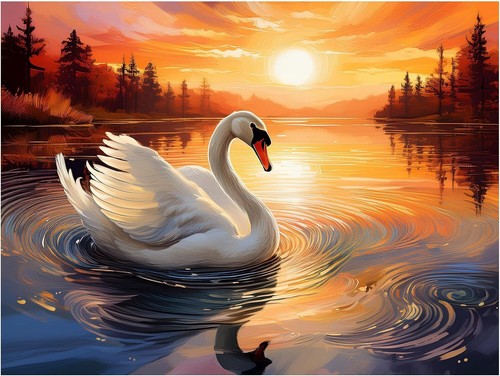 Tile mural white swan lake - swan,