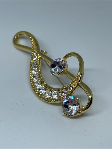 Brooch gold tone clear - brooch,