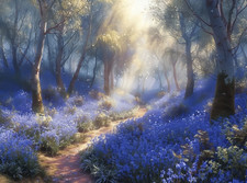BLUEBELL WOODLAND CANVAS PICTURE PRINT WALL ART